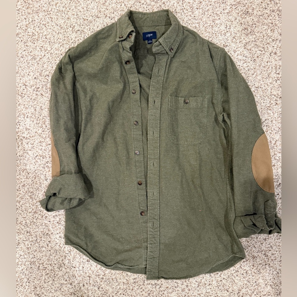 JCrew Men's Green Shirt with Elbow Patches Sz Small